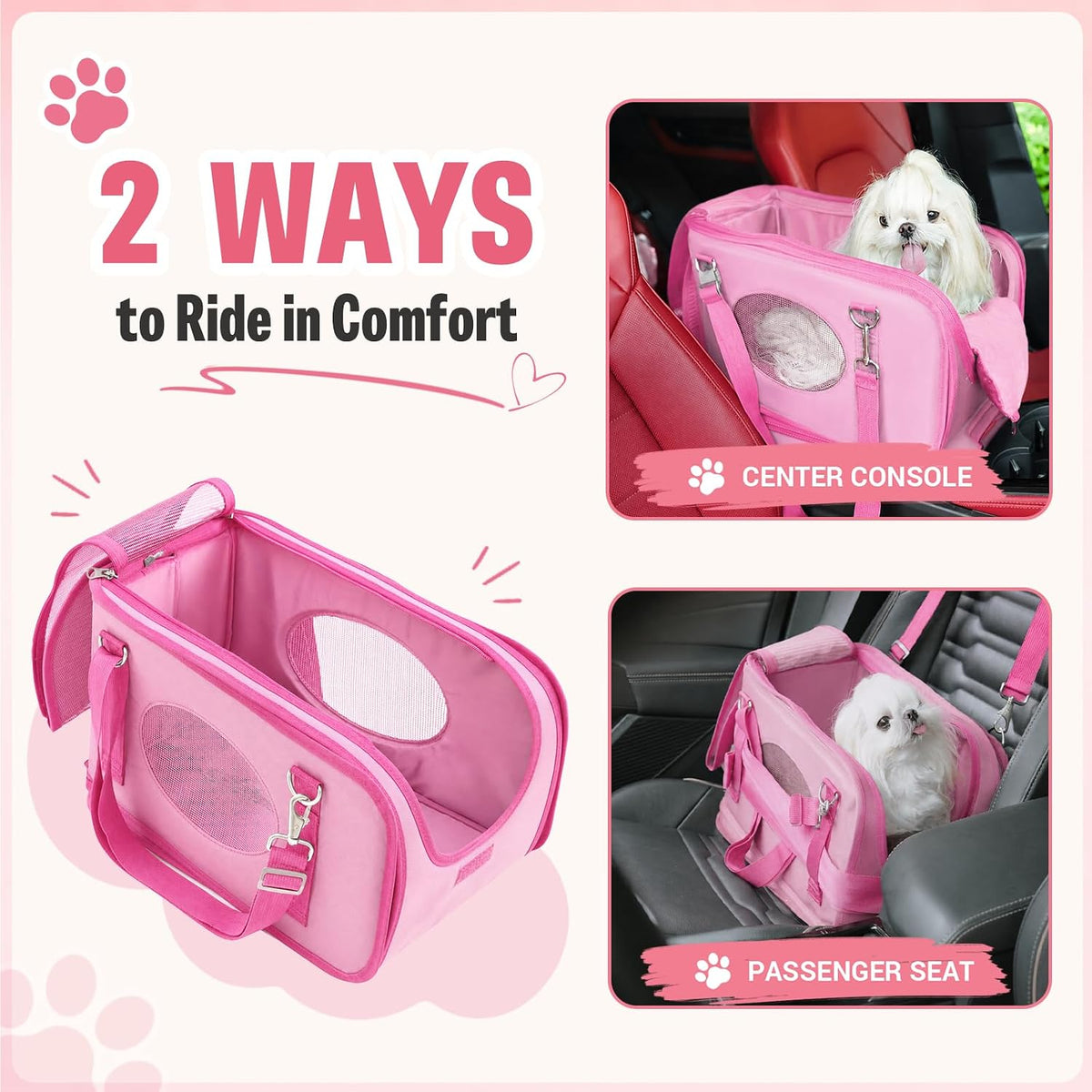 center console dog car seat for small dogs on a desk or shelf