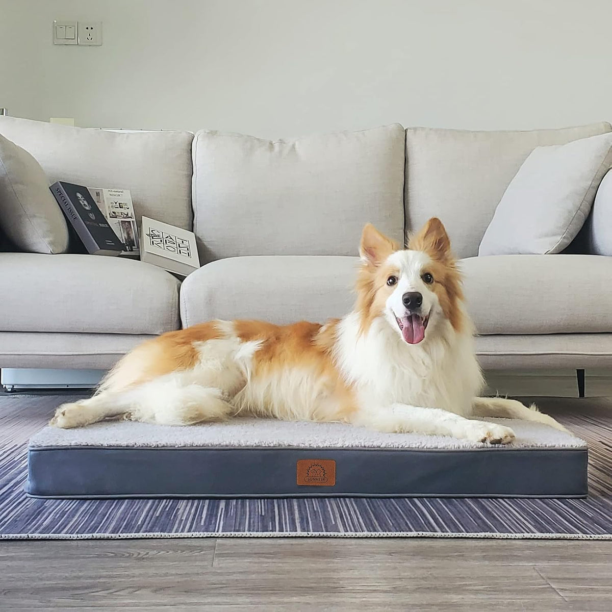 sunheir extra large orthopedic dog bed, jumbo waterproof showing dimensions