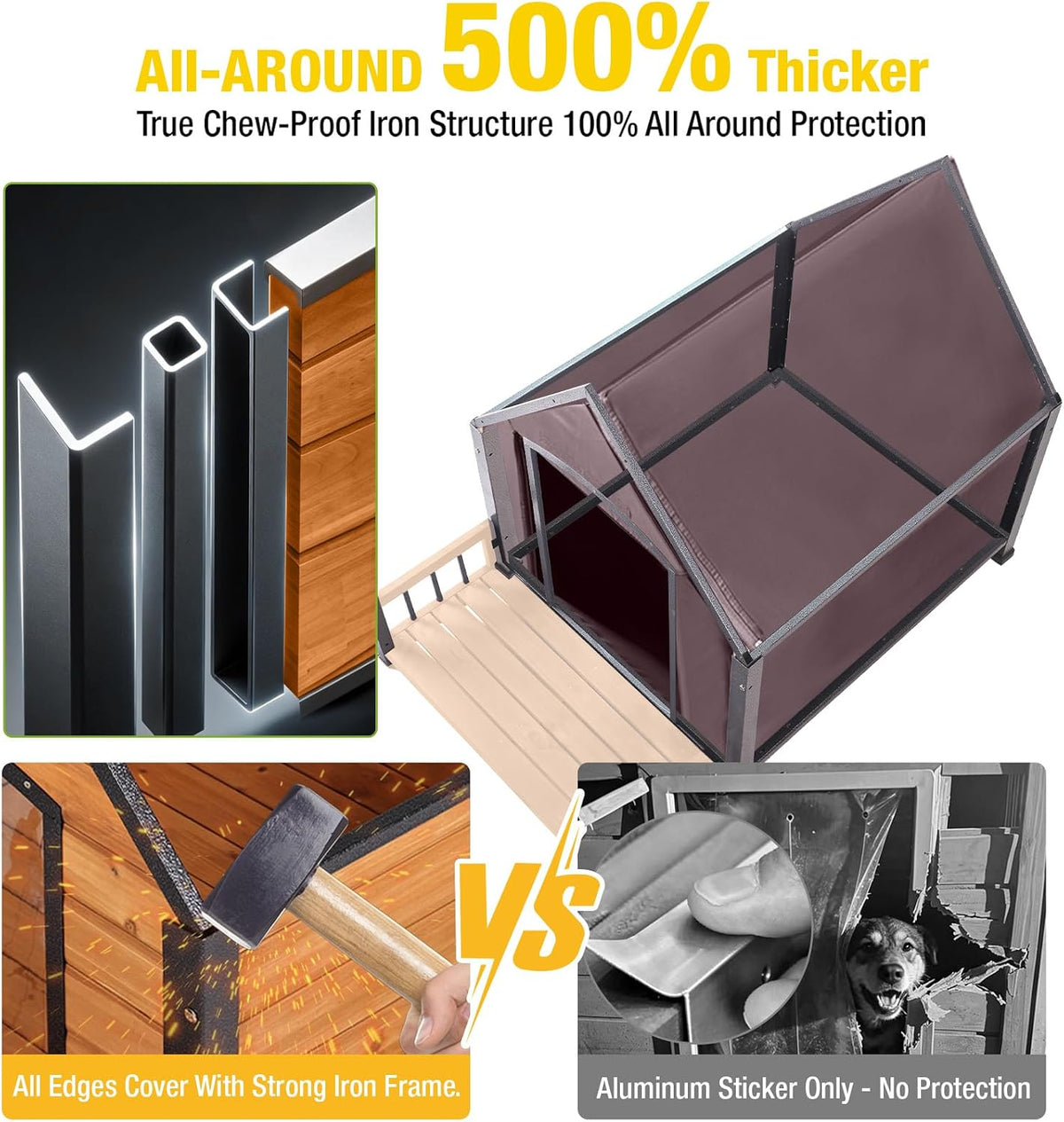 aivituvin heated outdoor dog house with adjustable heating shown in use