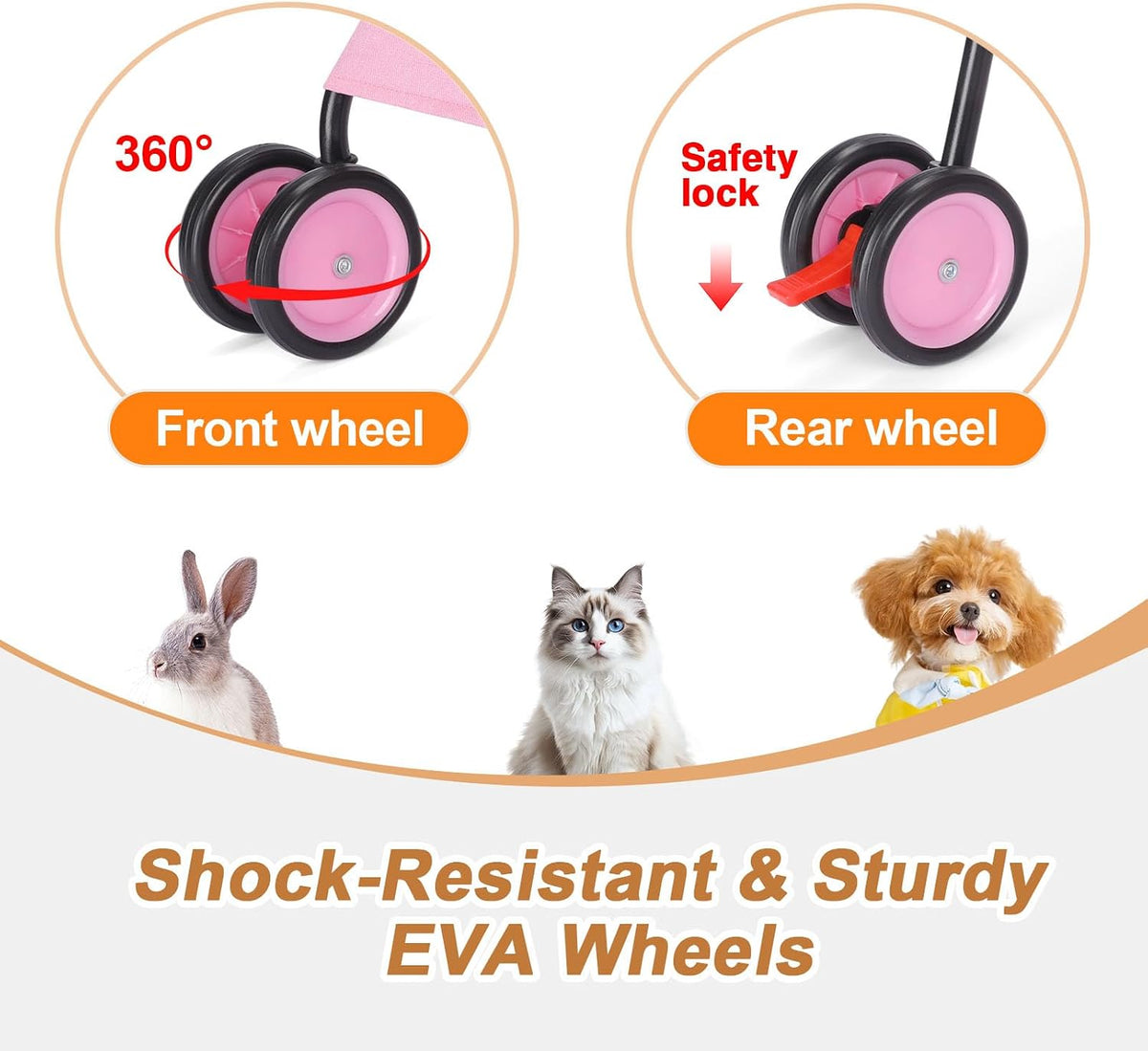 umbrella dog stroller, 4 wheels pet strolling, foldable, side view