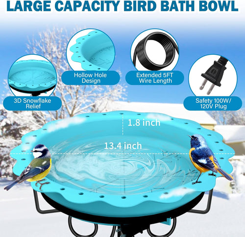 100w heated bird bath for outdoors, heated birdbath shown in use