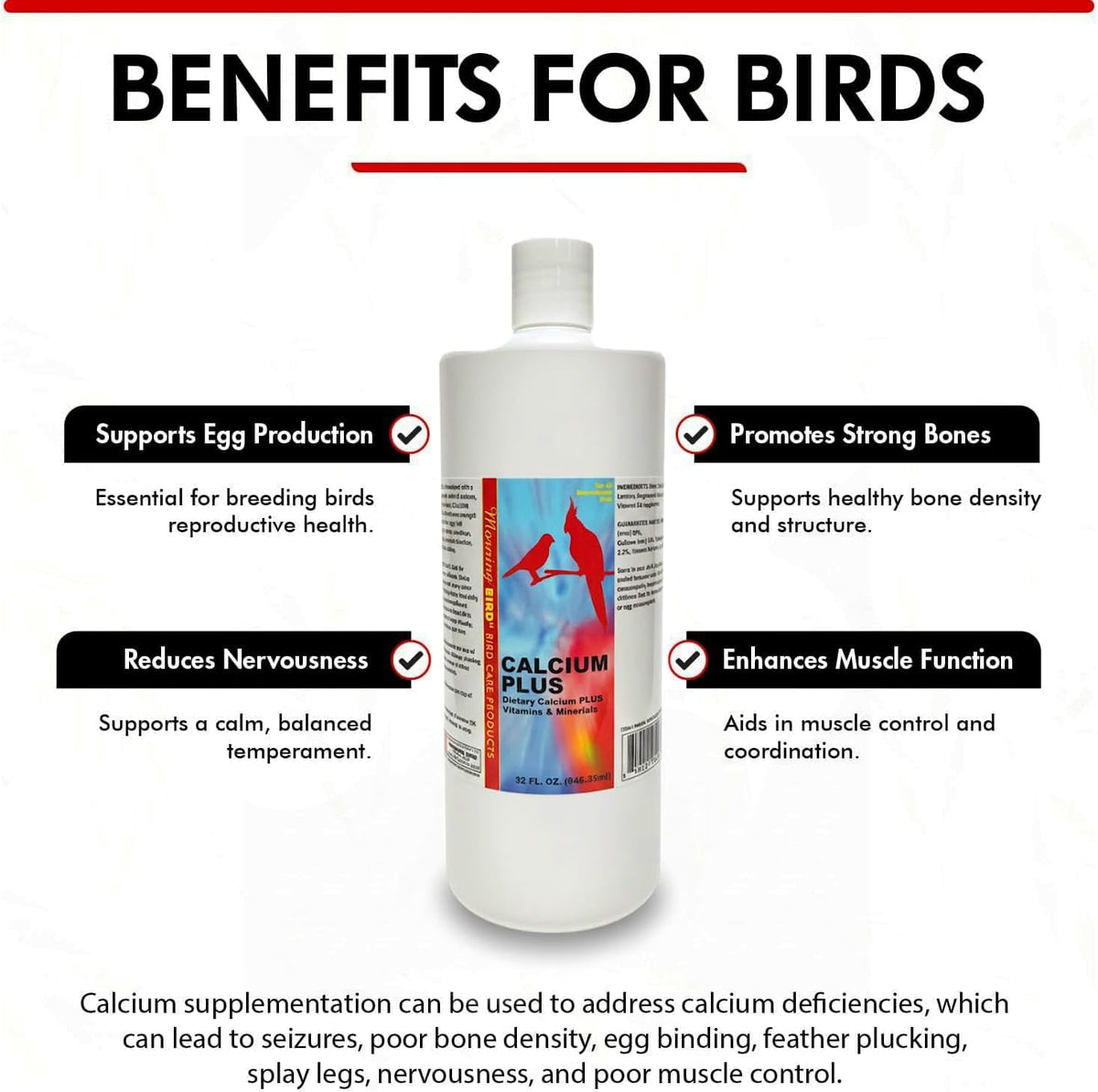 morning bird calcium plus liquid for birds – showing dimensions