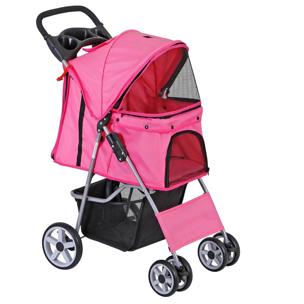 4 wheels dog stroller folding pet strolling cart, main product view