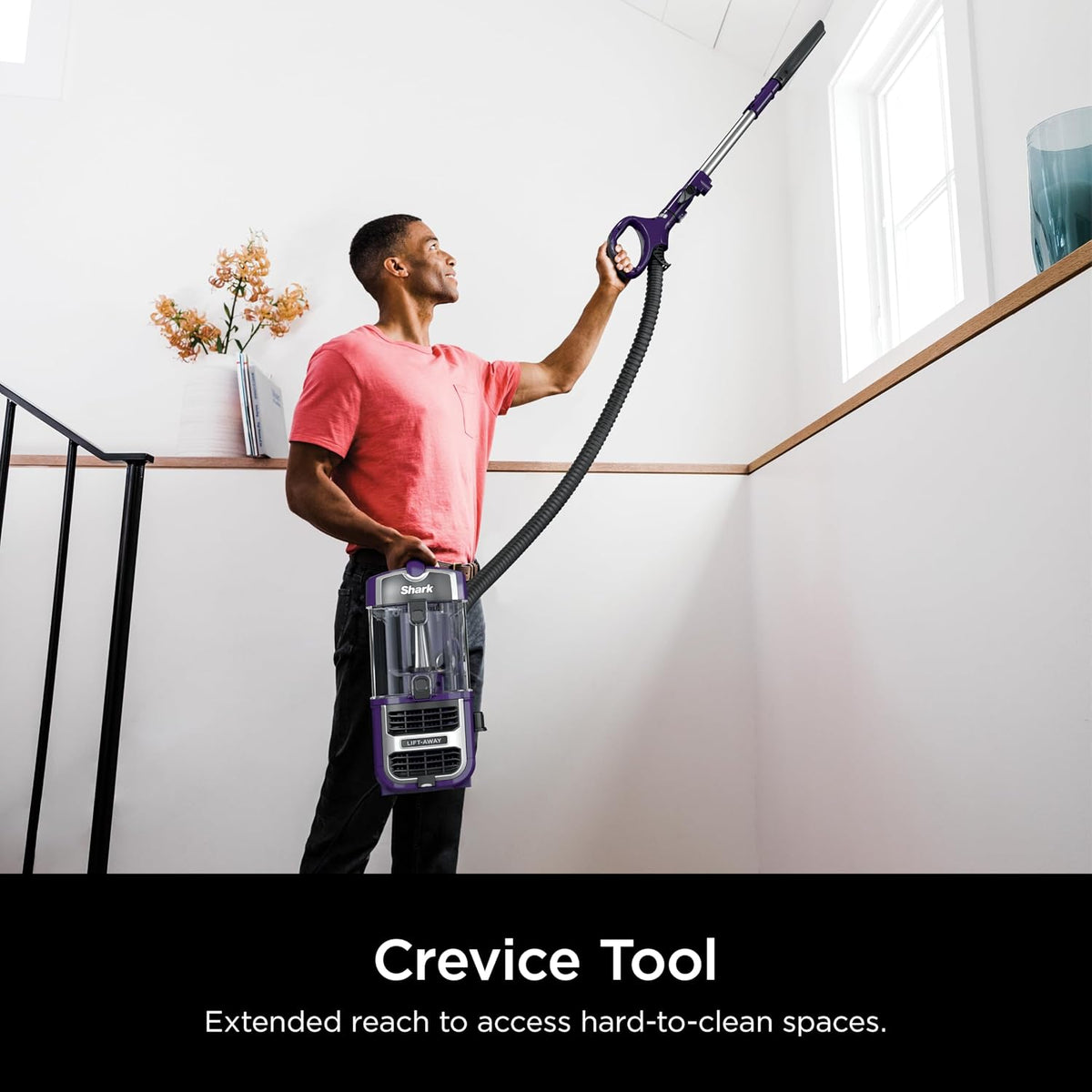 shark lift-away upright vacuum, powerfins, no hair wrap, side view