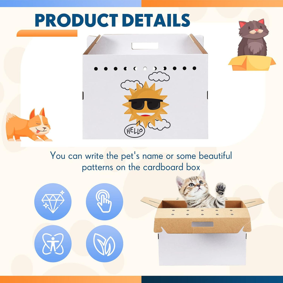 kisston 12 pieces cardboard pet carriers 17.5 x, close-up detail