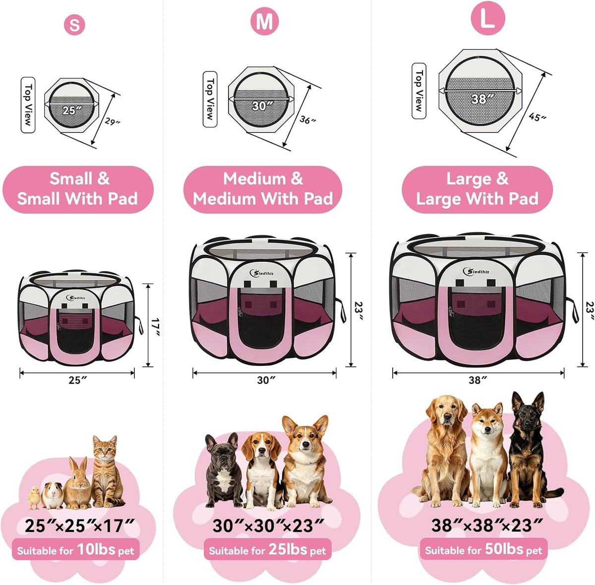 siedihit dog pet playpen tent crate cage with shown in use