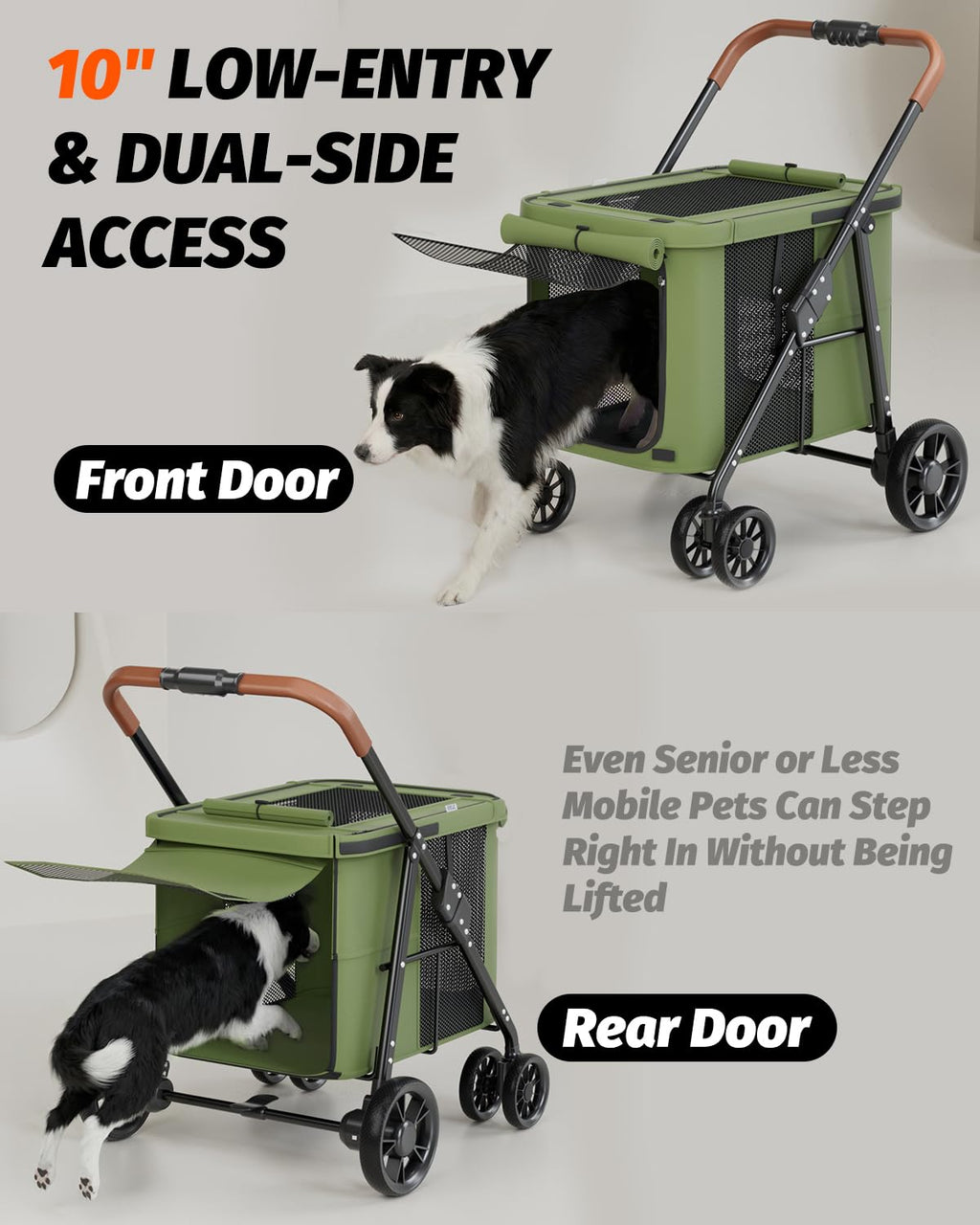 dog stroller for large & medium dogs up, side view