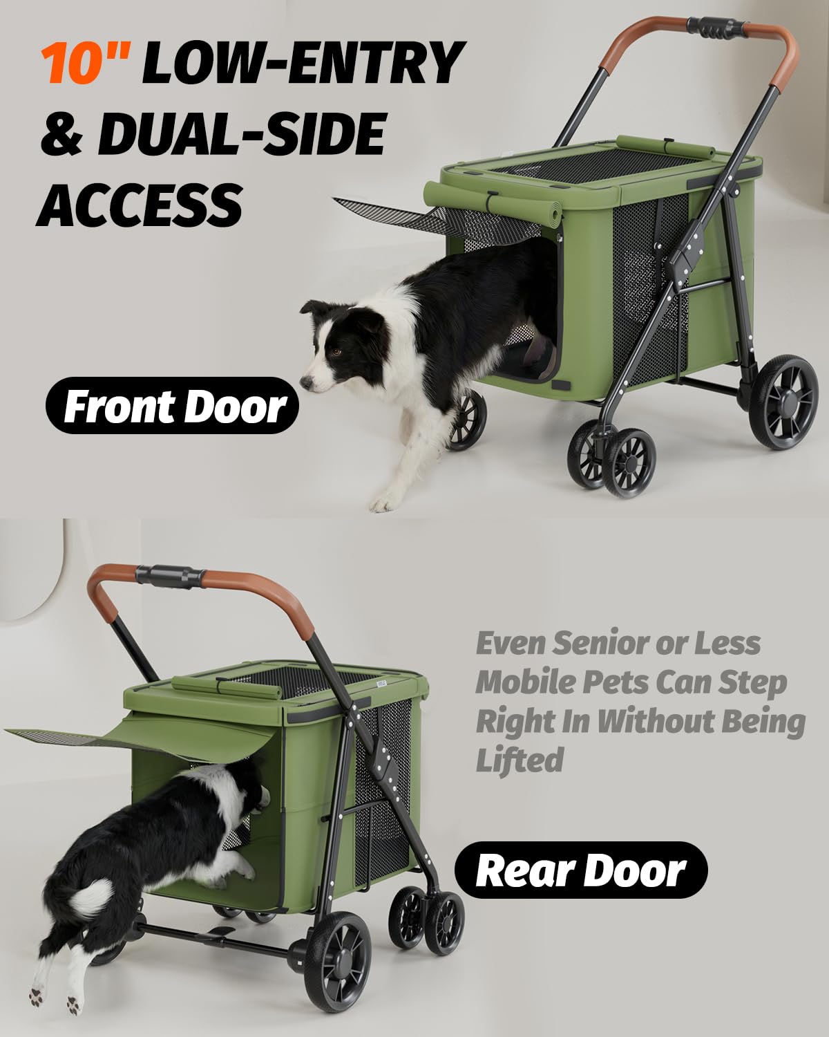 dog stroller for large & medium dogs up, side view