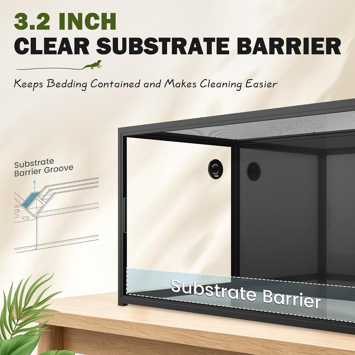 120 gallon reptile tank for bearded dragons,large reptiles,snakes, side view