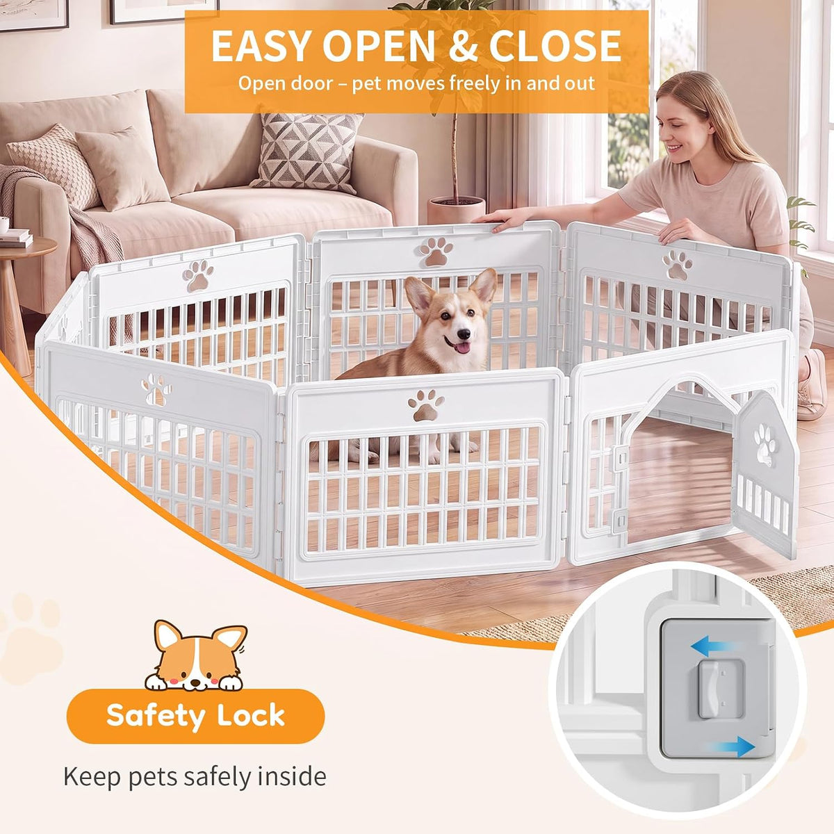 dog playpen 8 panel, puppy playpen for small, side view