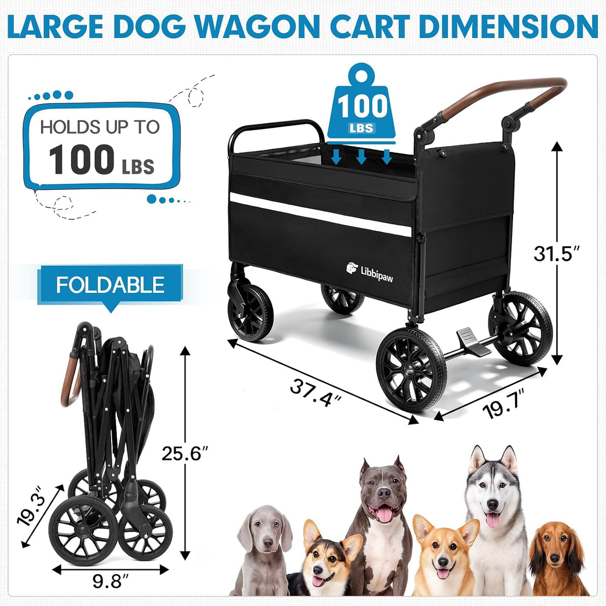 foldable dog wagon for medium & large dogs, package contents