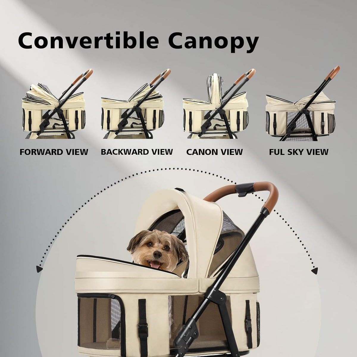 4 wheels pet stroller for small/medium dogs and on a desk or shelf