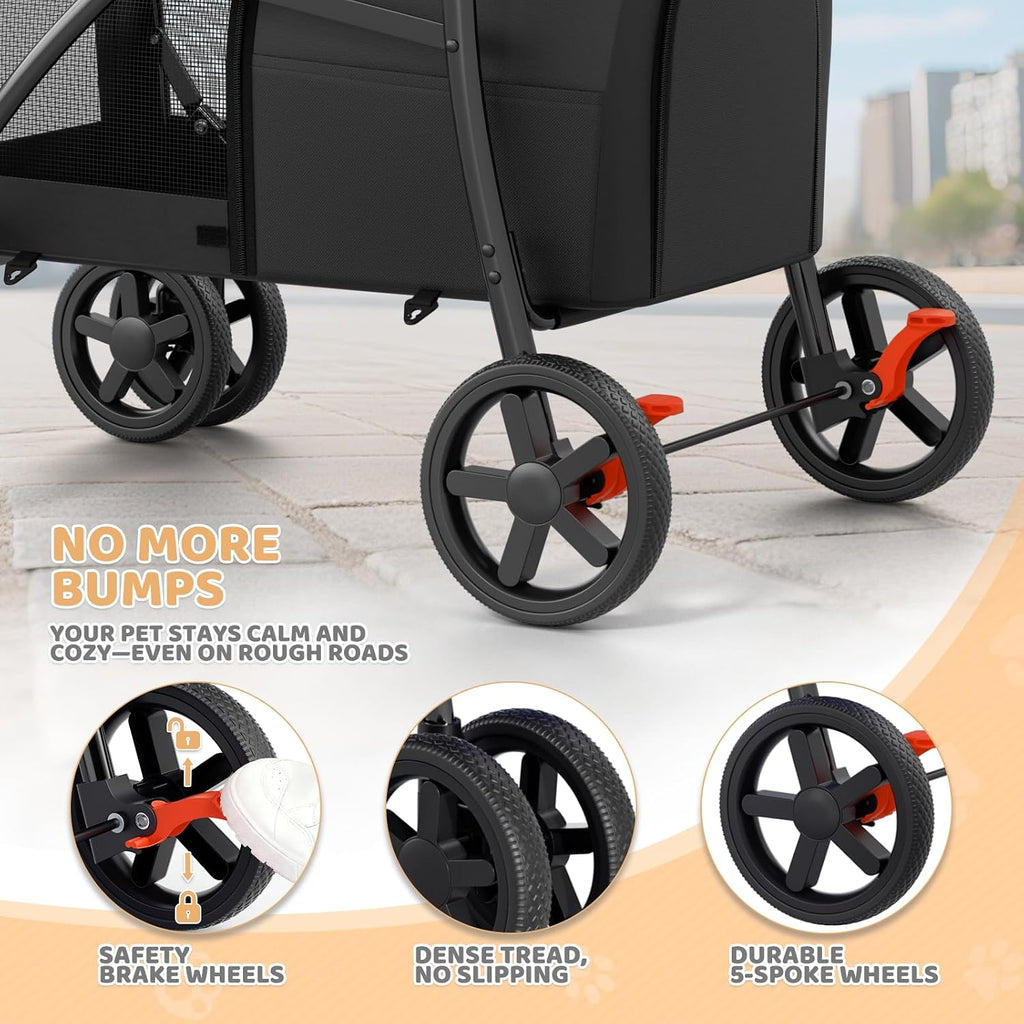 magshion double pet strollers for 2 dogs &, front angle view