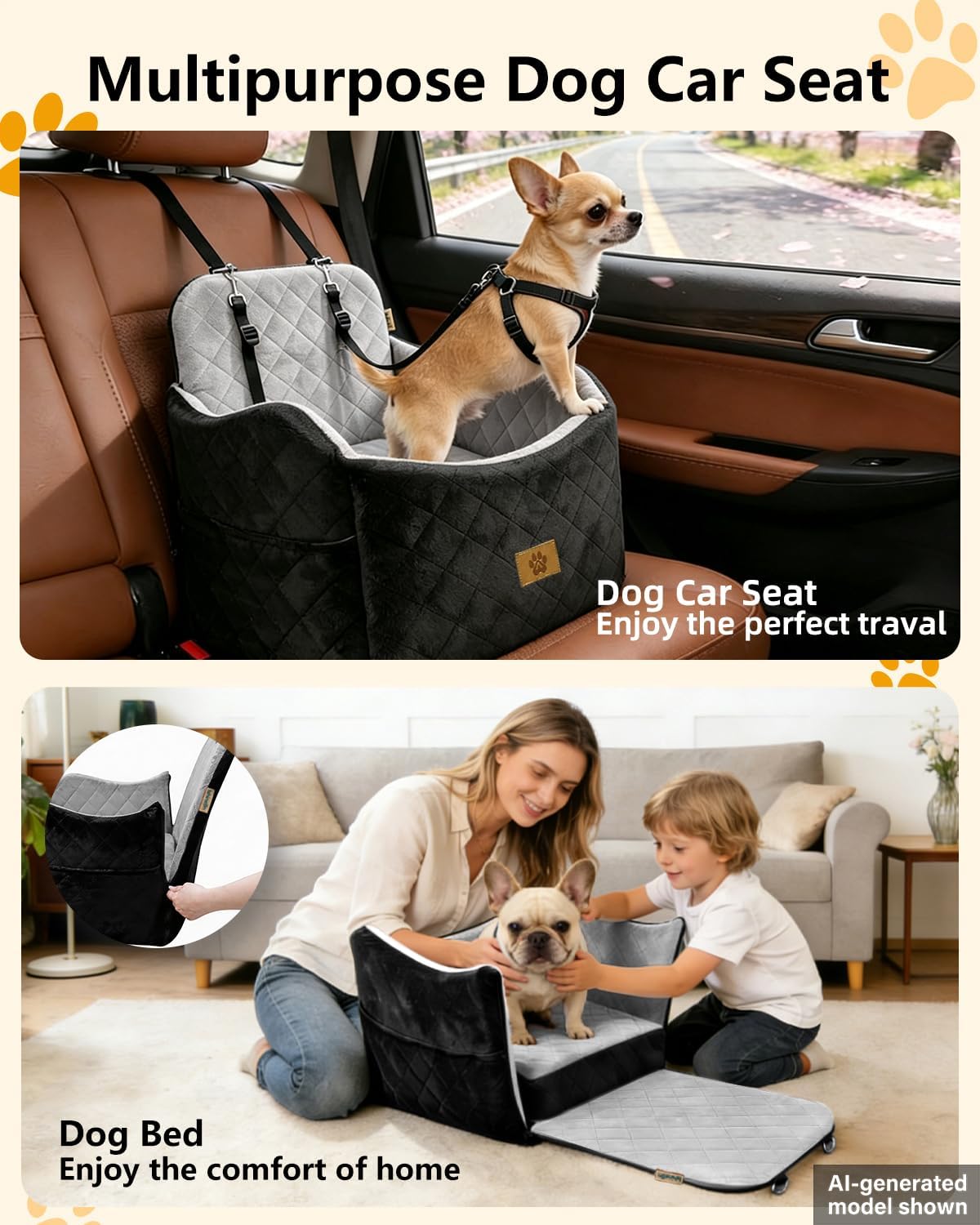 dog car seat for small dogs up to, close-up detail