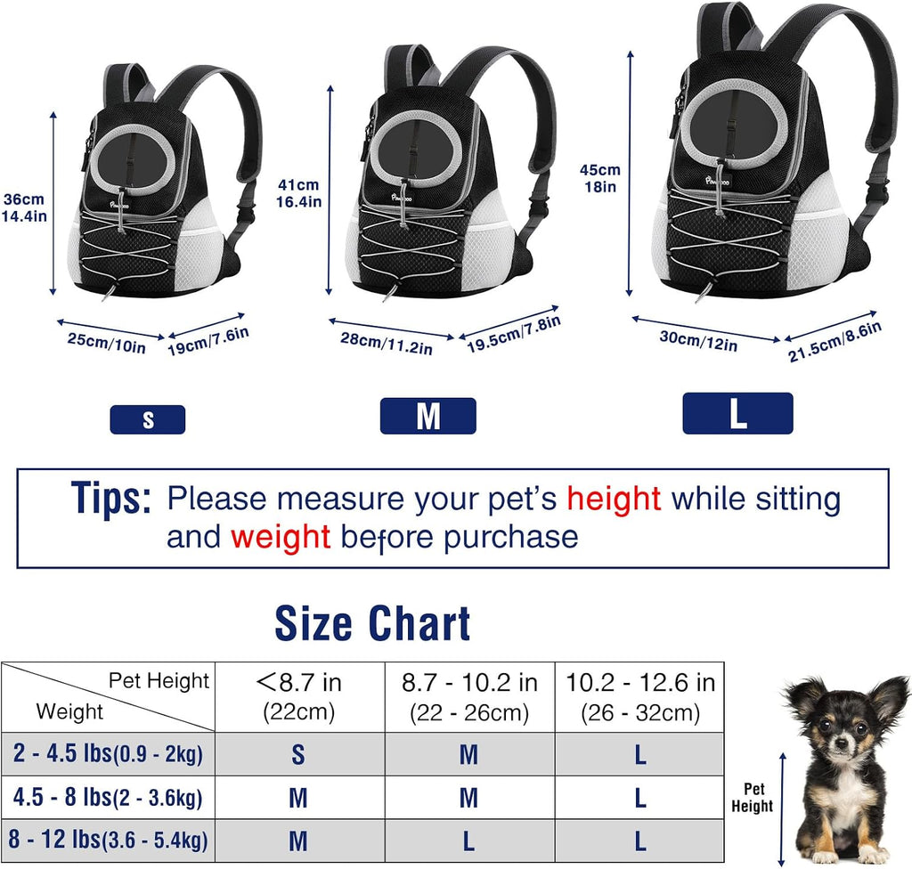 pawaboo pet dog front carrier backpack,ventilated mesh puppy shown in use