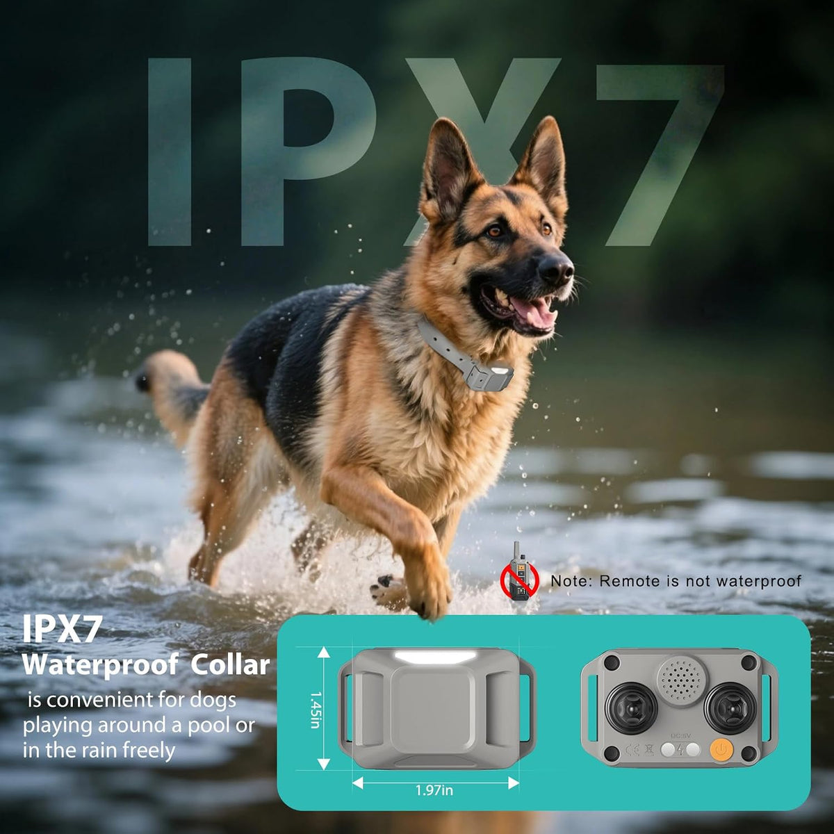 caninejoy dog shock collar – 4800ft dog training, side view