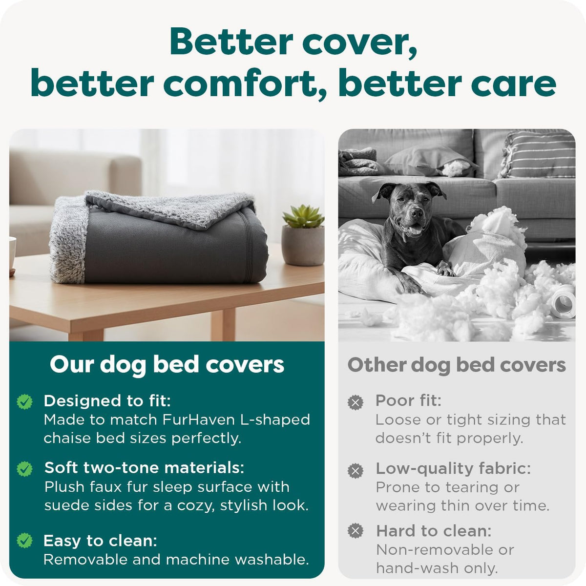 furhaven replacement dog bed cover two-tone faux fur on a desk or shelf