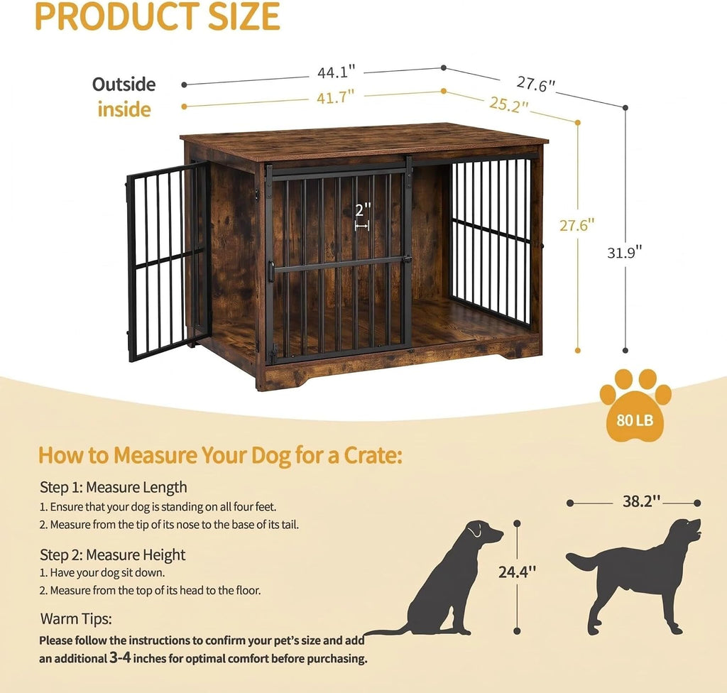 hzuaneri 44.1 in xl dog crate furniture indoor shown in use
