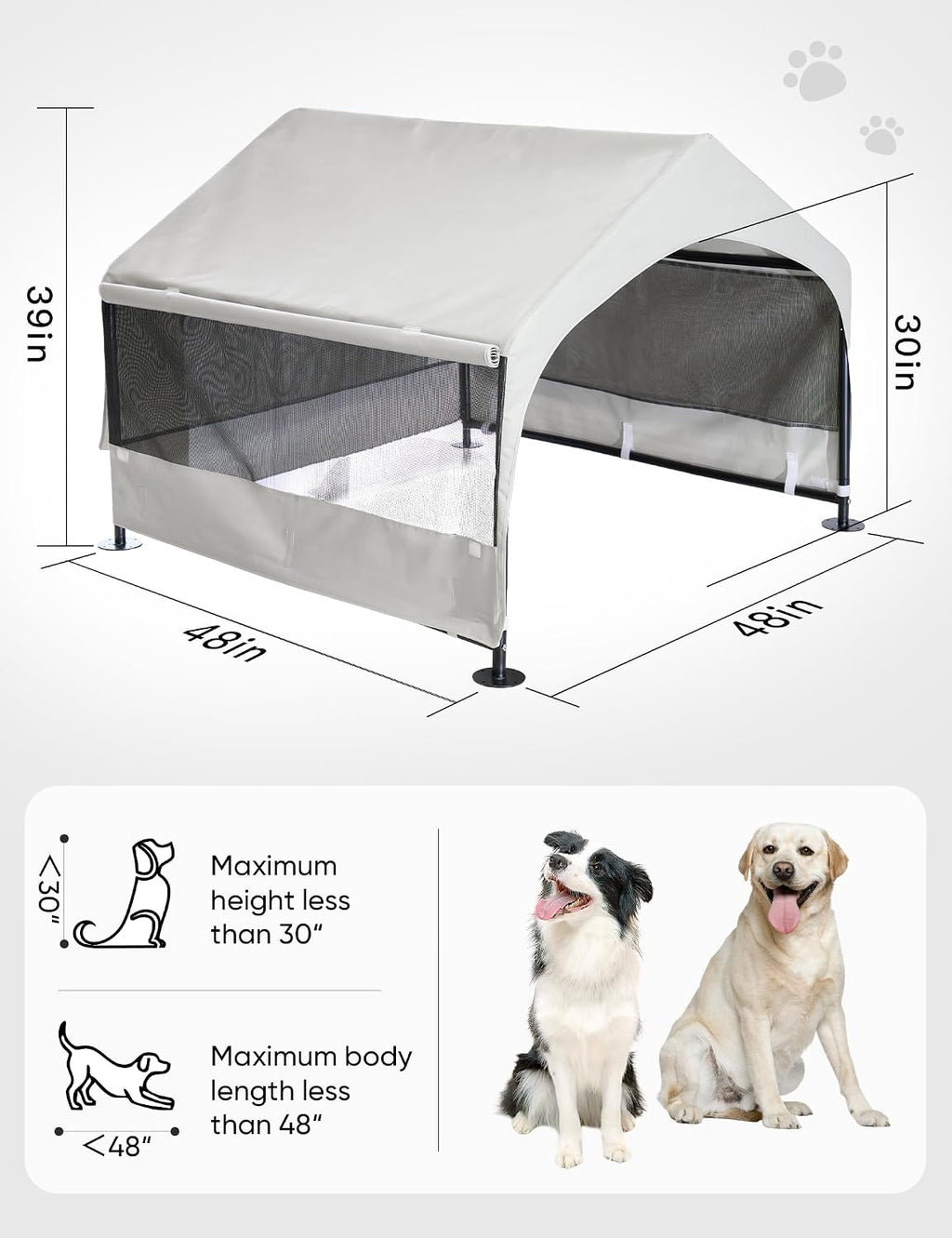 suddus dog house outdoor, extra large dog tent, side view