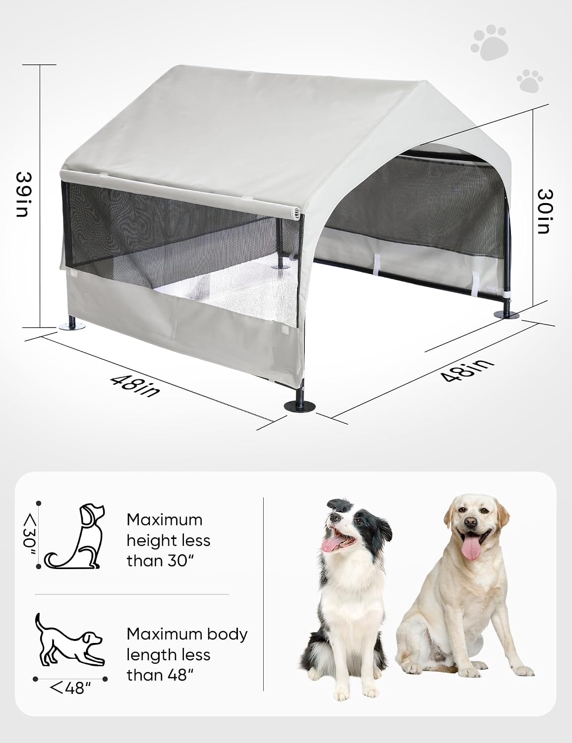 suddus dog house outdoor, extra large dog tent, side view