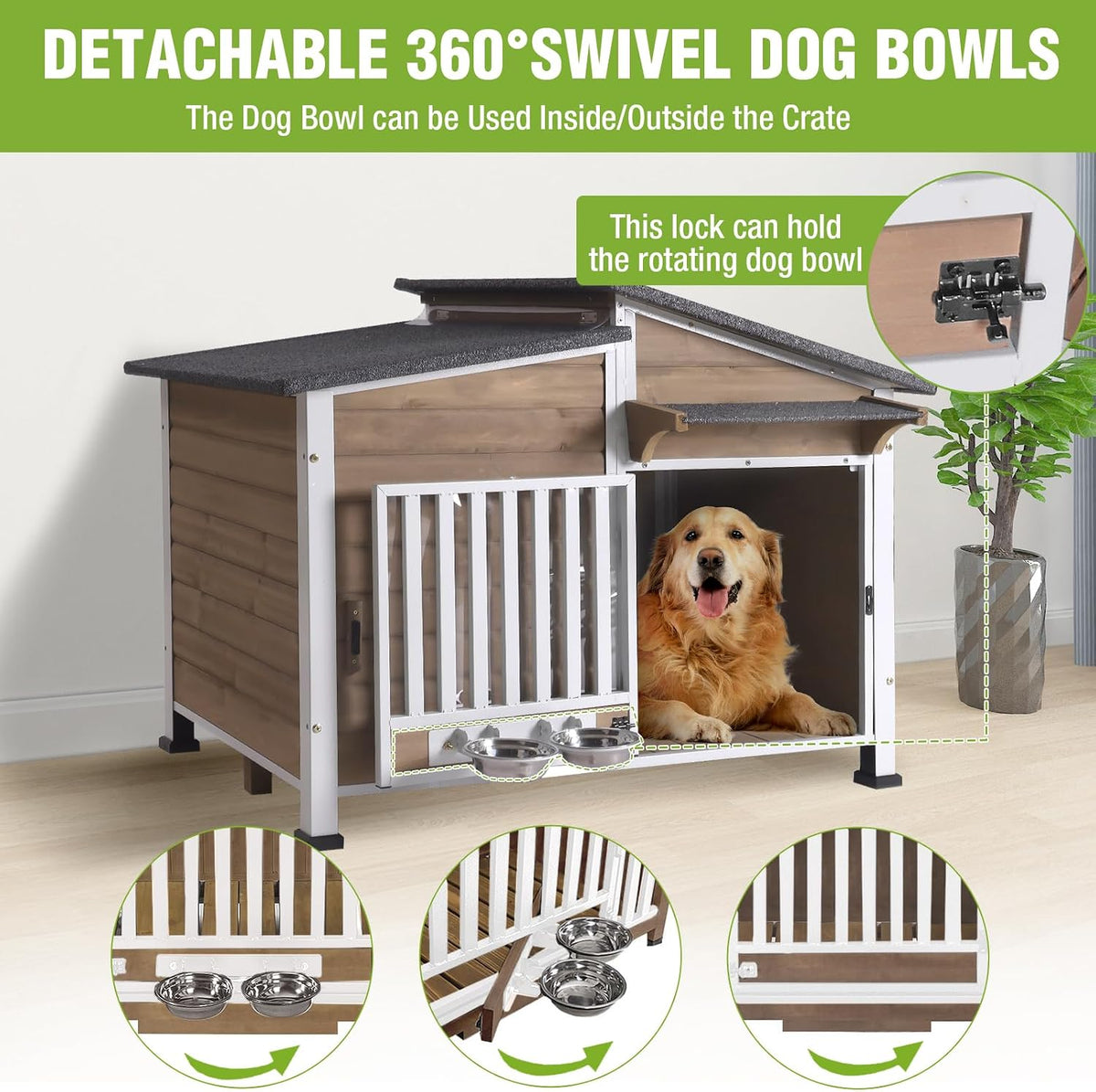 gutinneen large outdoor insulated dog house weatherproof dog, close-up detail