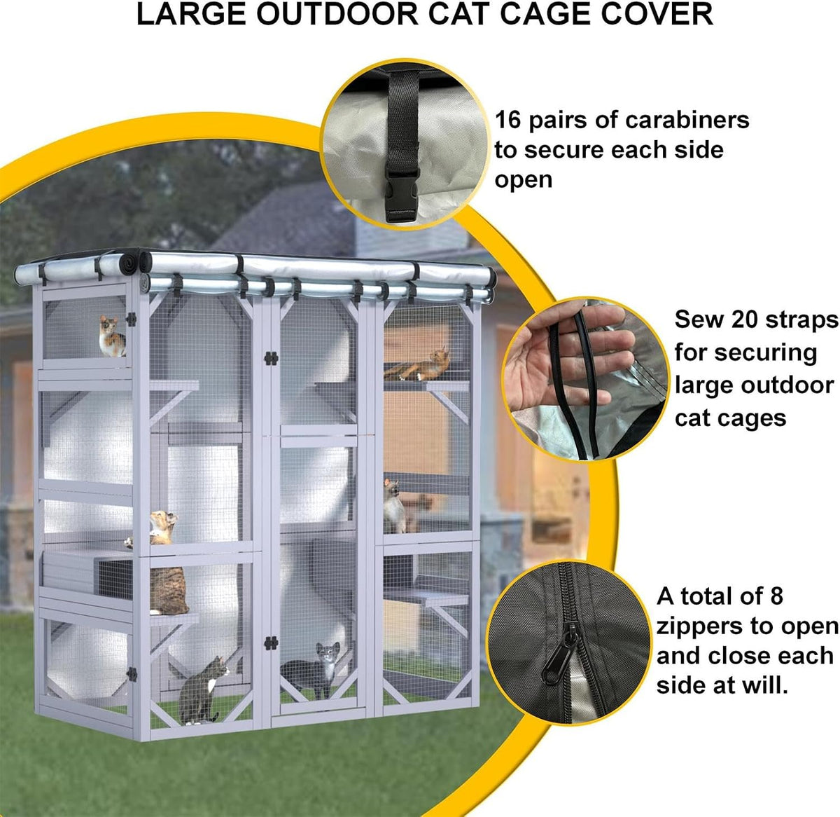 outdoor large cat houses cover l73 x w40, side view