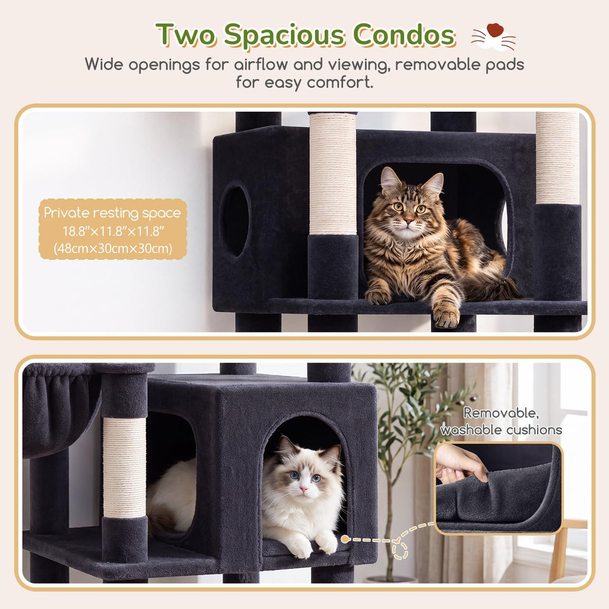globlazer 74in heavy duty cat tree tower for, close-up detail