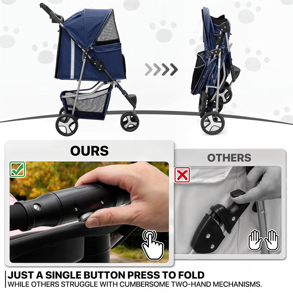 monibloom pet stroller for small/medium dogs and cats, view 9