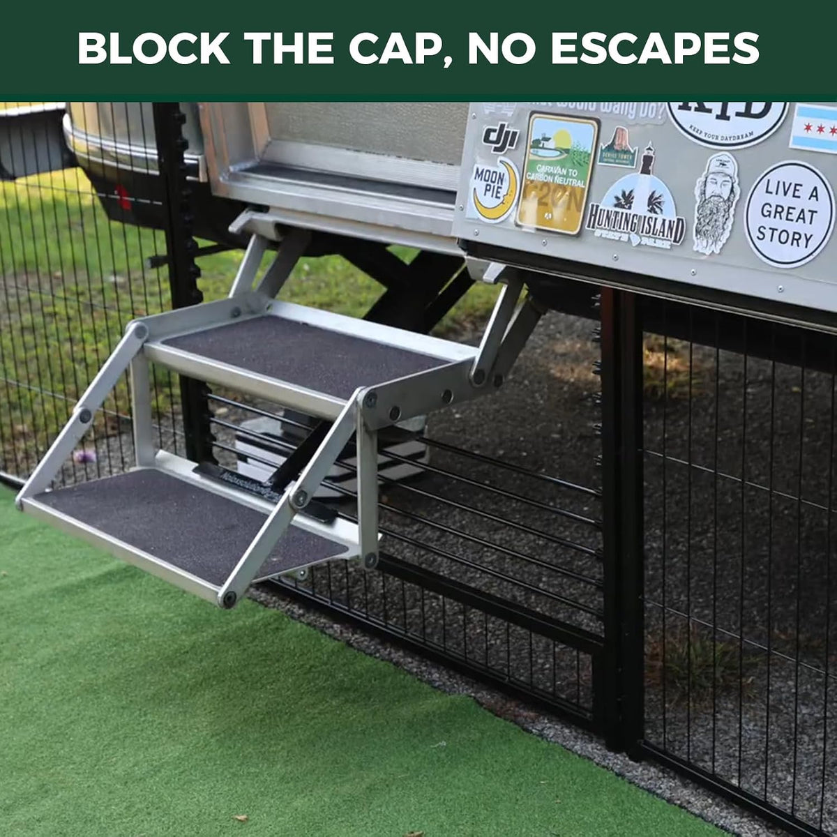 fxw instant dog playpen with rv step grid showing dimensions