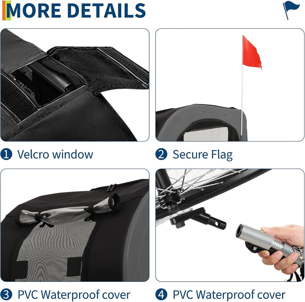 88lbs dog bike trailer, pet cart bicycle carrier showing dimensions