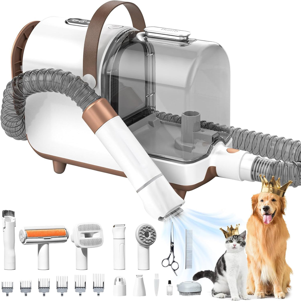 bunfly dog grooming kit & dog hair vacuum, main product view