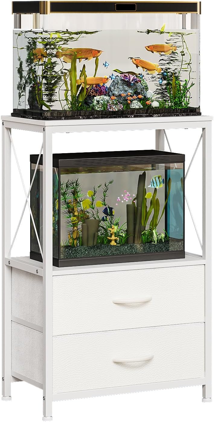 10 gallon aquarium stand with 2 drawers, white, main product view
