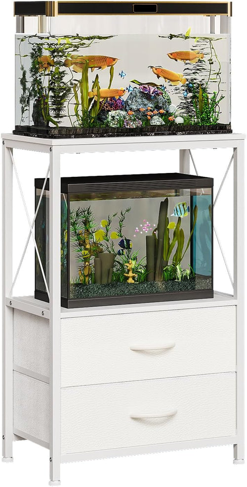 10 gallon aquarium stand with 2 drawers, white, main product view