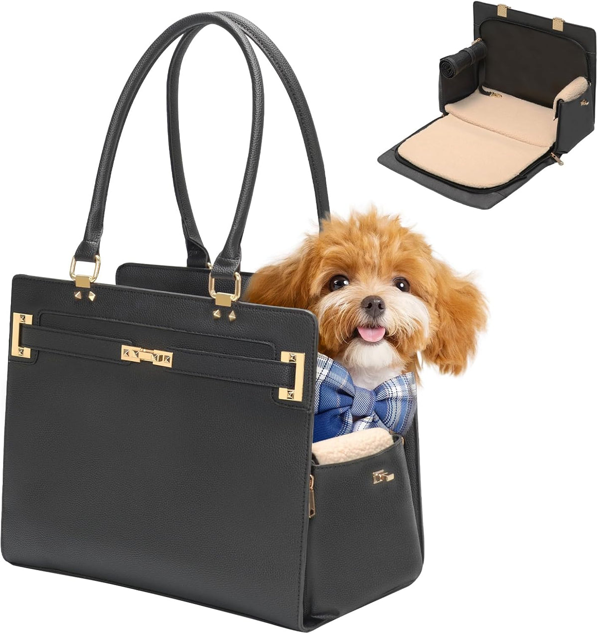 2-in-1 stylish dog purse carrier soft-sided carriers travel, main product view