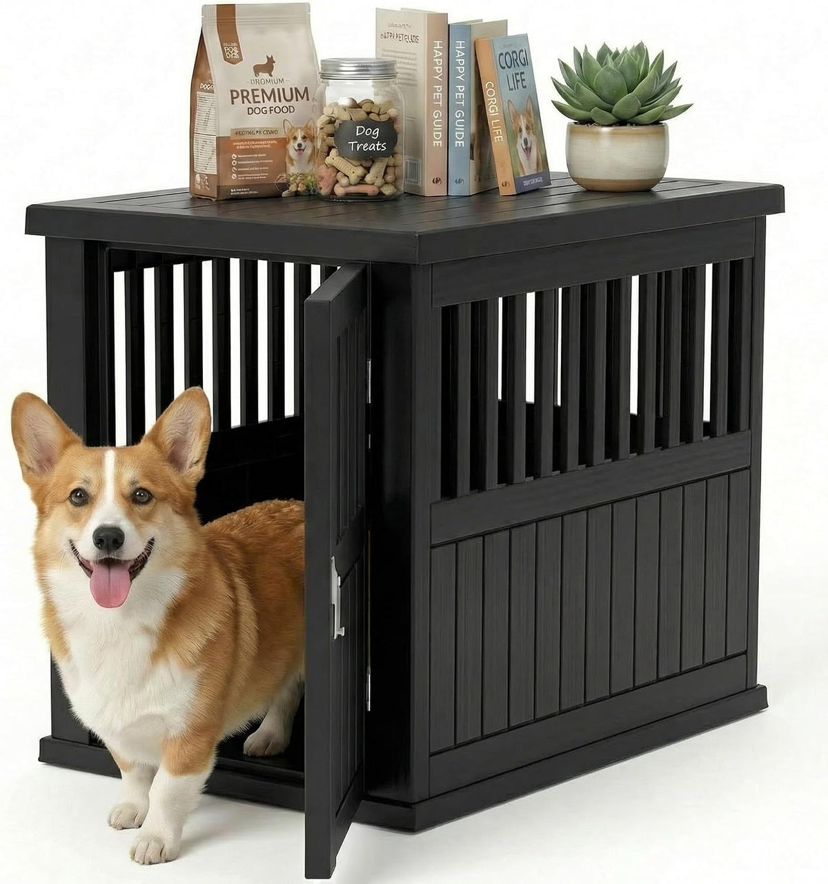 efu 32 inch small dog crate furniture, indoor, front angle view