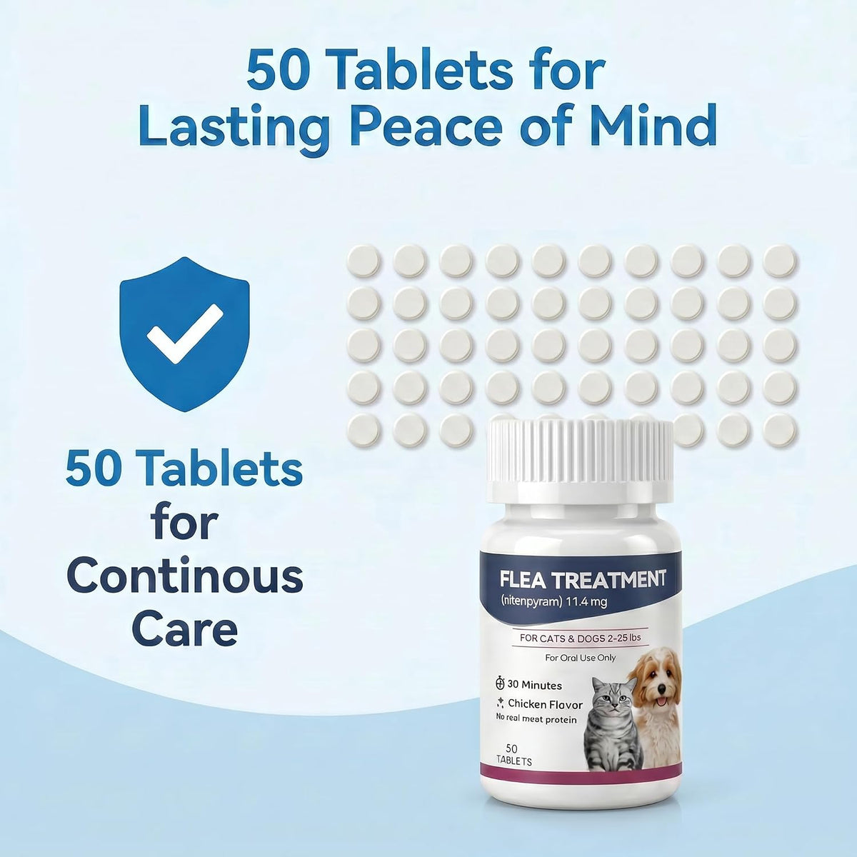 oral flea treatment for cats and dogs, nitenpyram, close-up detail