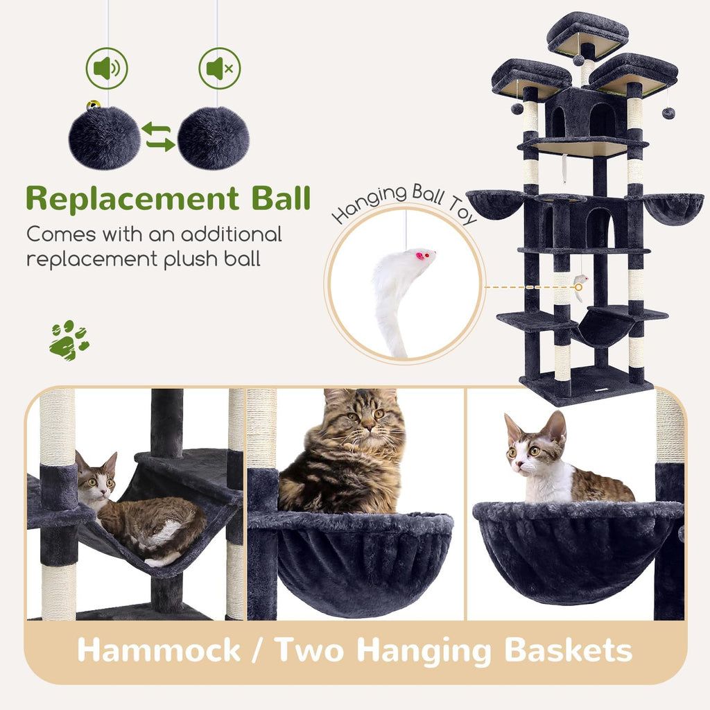 globlazer big xxl cat tower for indoor multiple showing dimensions