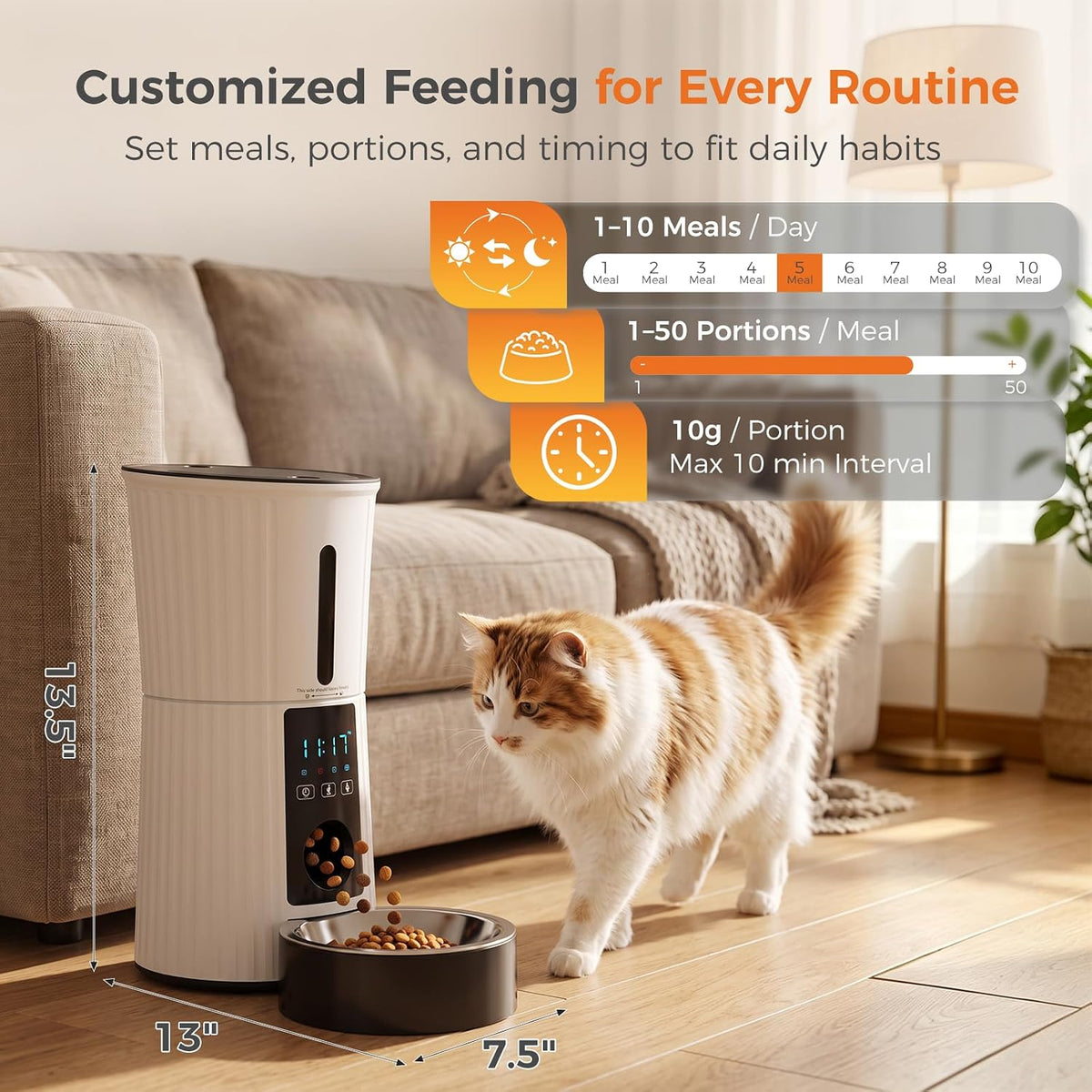 sweetcrispy automatic cat feeder, 4l cat food dispenser shown in use