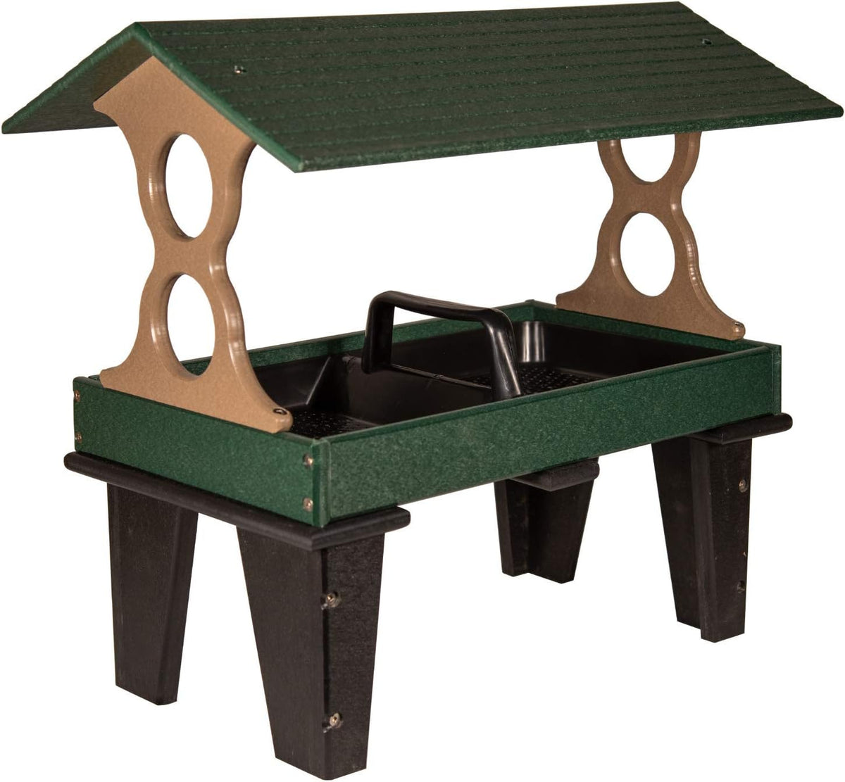 jcs wildlife large ground fly thru bird feeder shown in use