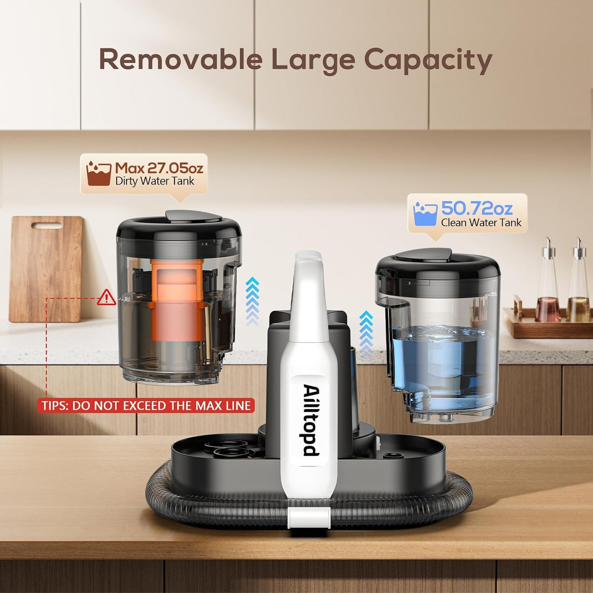 portable carpet & upholstery spot cleaner machine,15kpa deep, side view