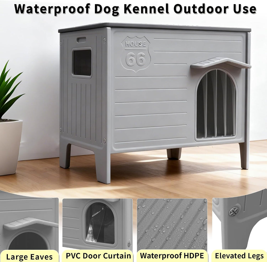 rockever dog house outdoor indoor for small medium, side view