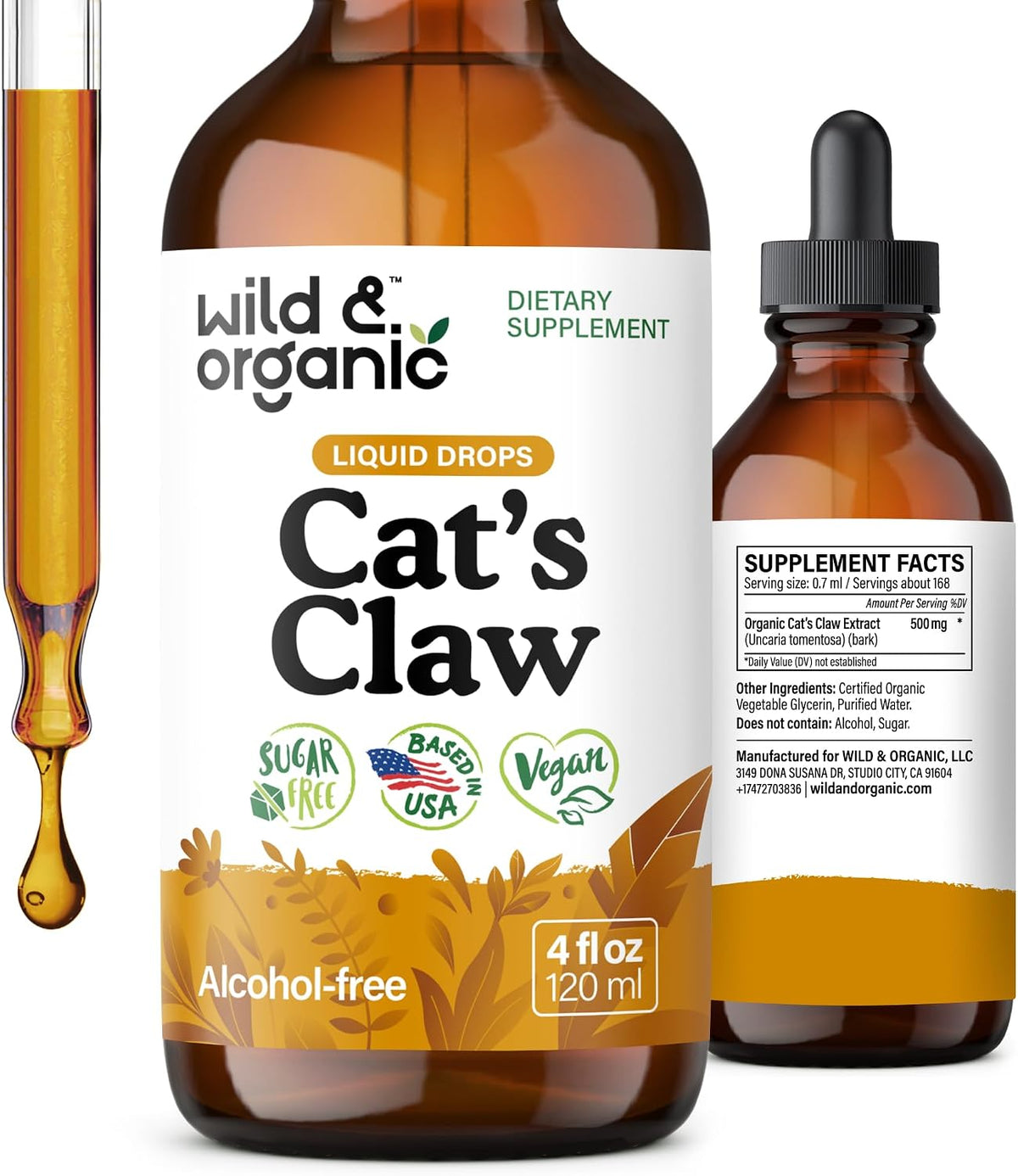 wild & organic cats claw herb supplement, main product view