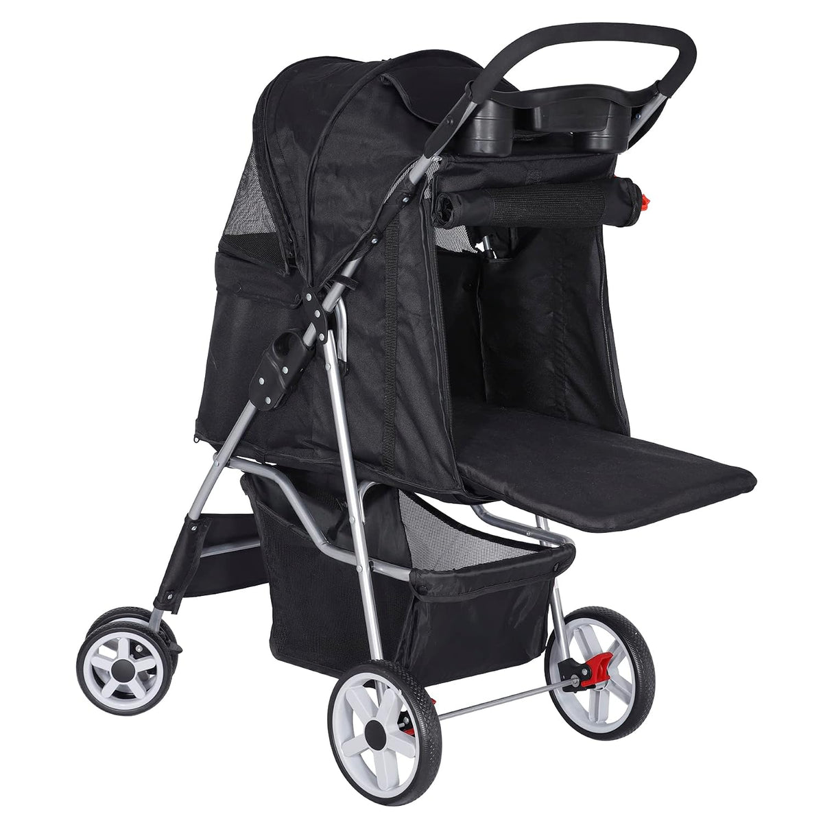pet stroller for dogs, black 4 wheels cat, view 9