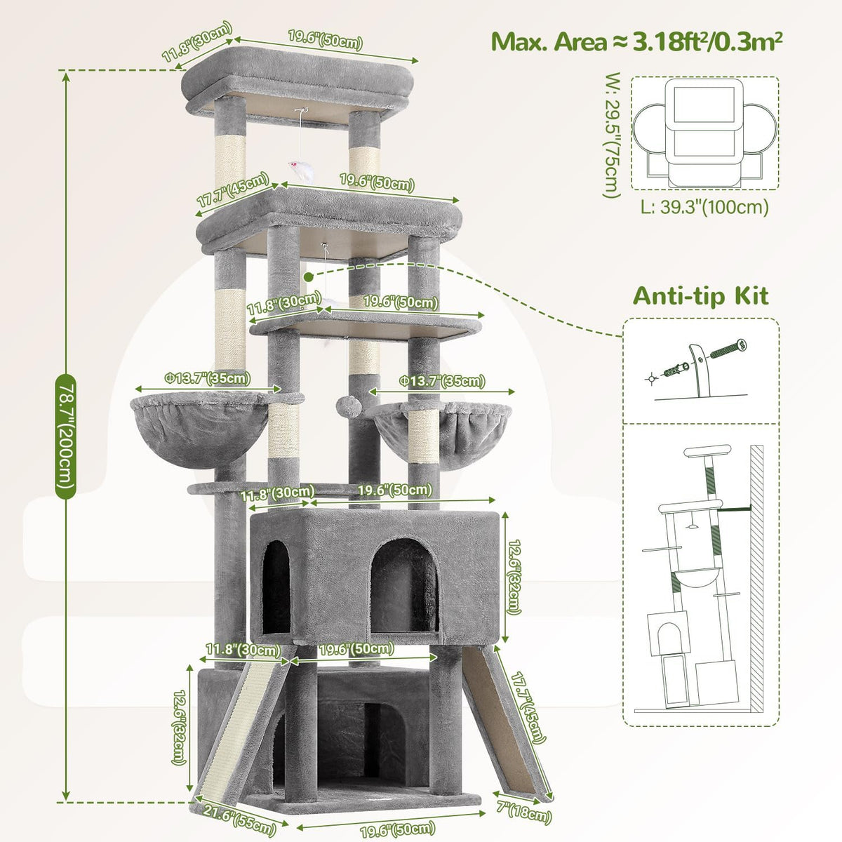 globlazer z78 heavy duty cat tree for 20lbs, package contents