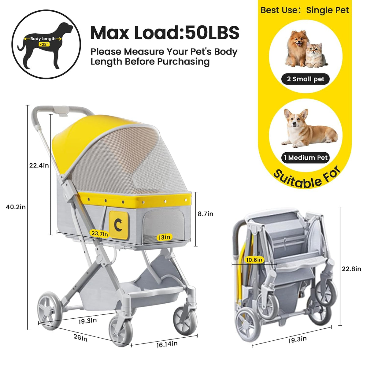 dog strollers for small medium dogs 50 lbs,4 showing dimensions