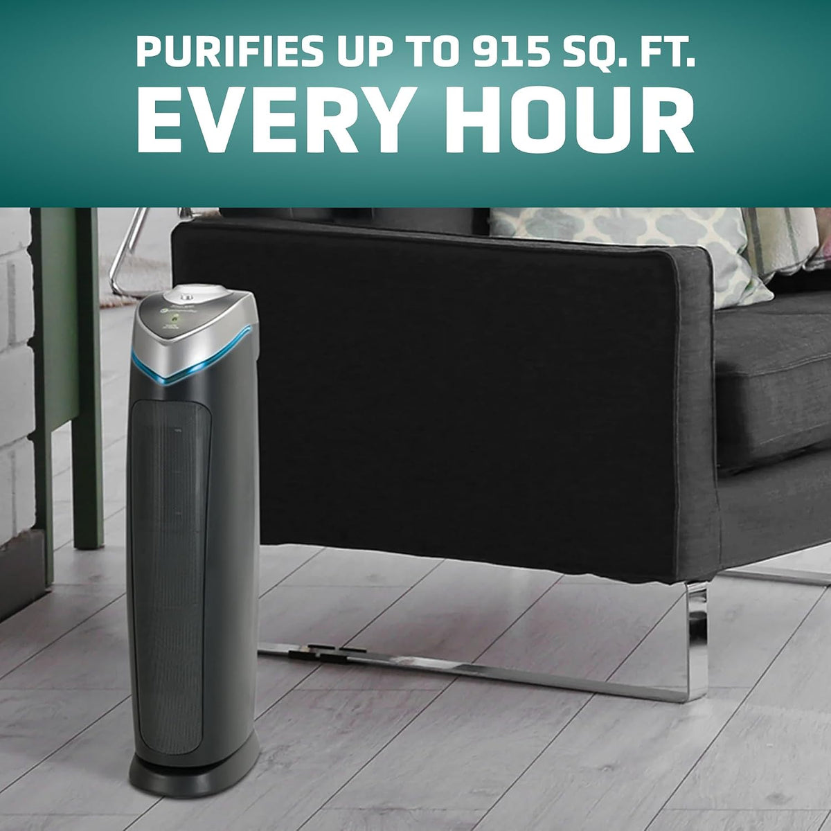 germguardian 3-in-1 hepa air purifier for home, large, side view