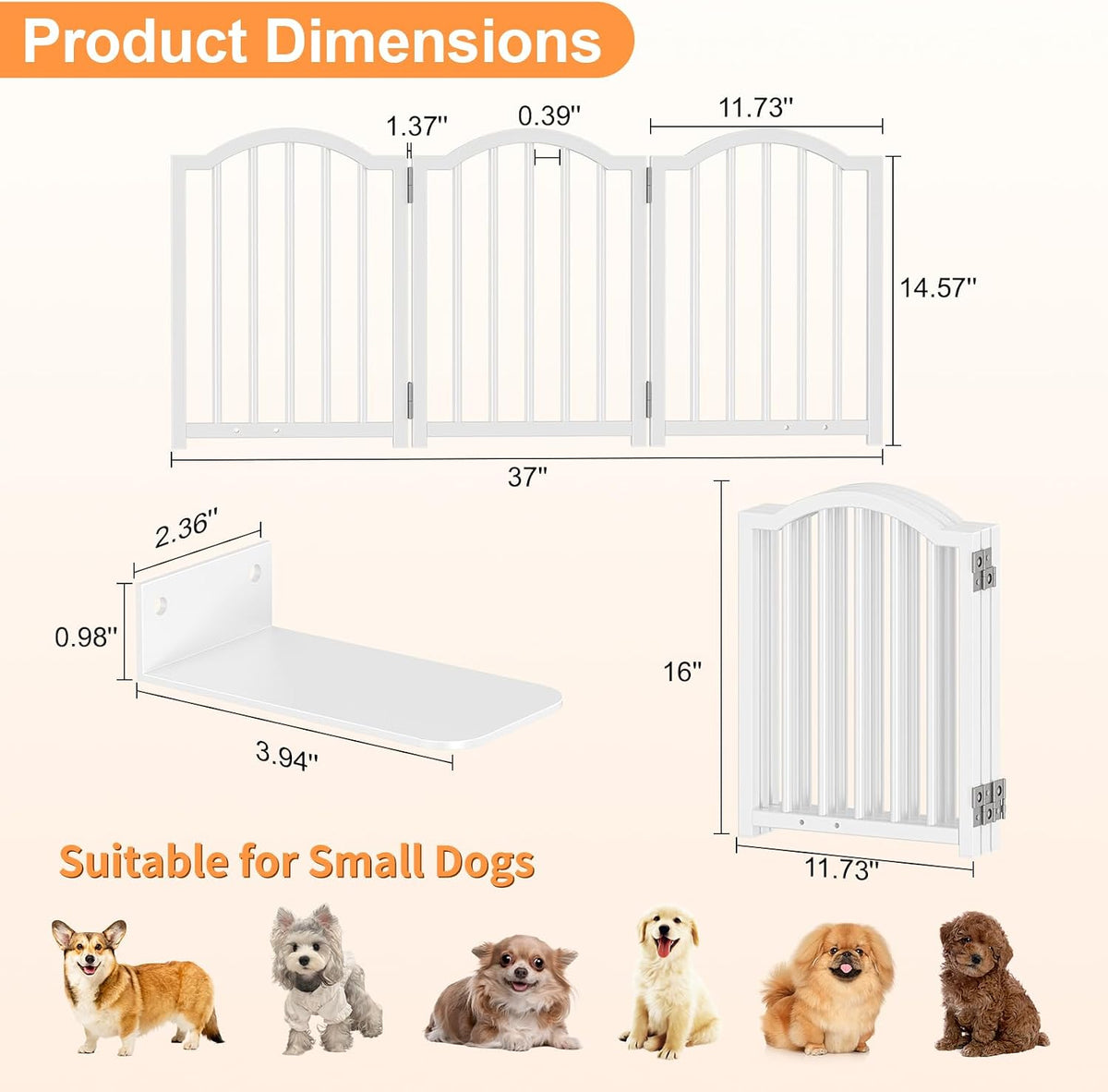 snughome short dog gate indoor, 16" high freestanding shown in use