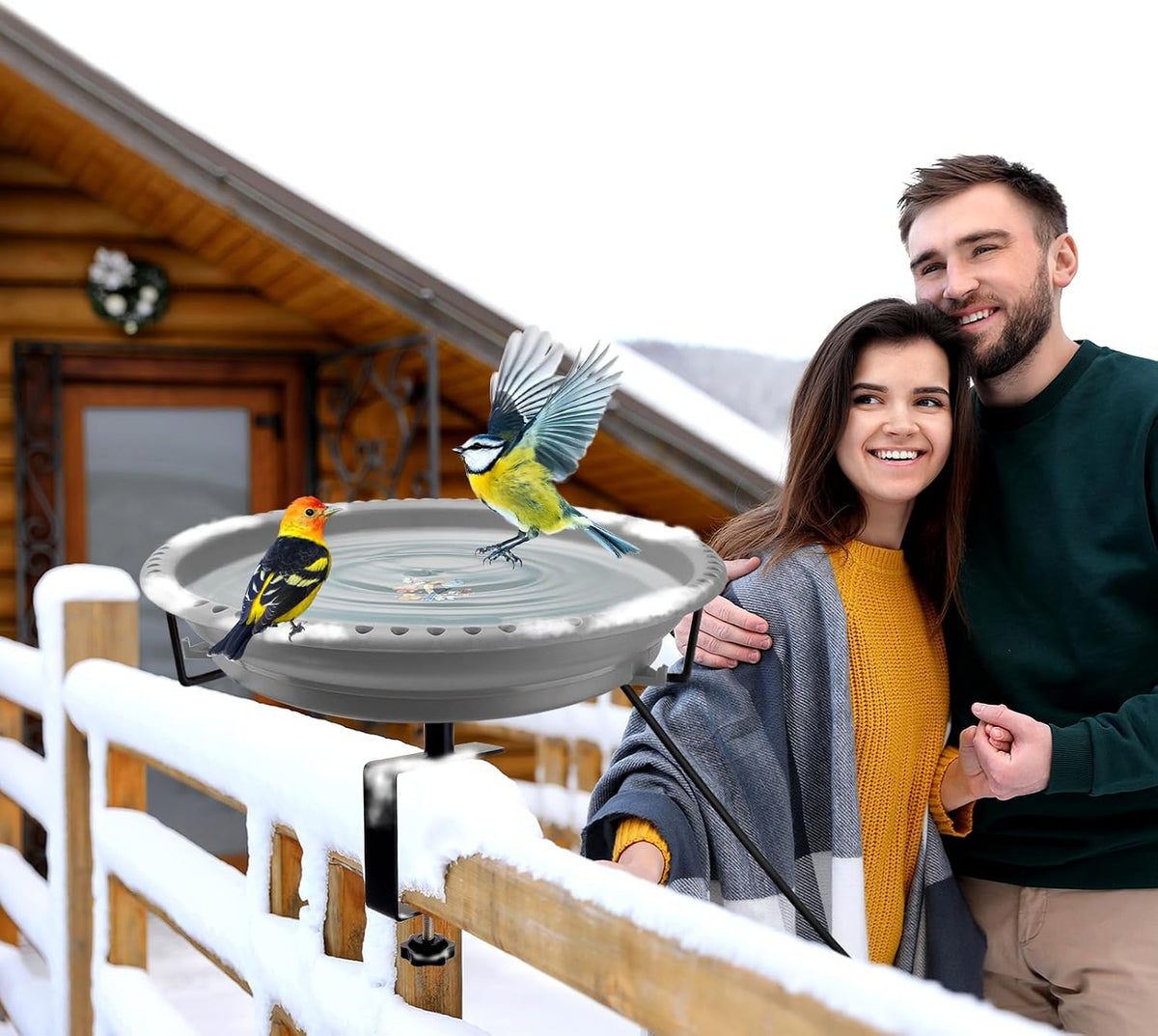 100w heated bird baths for outdoors, heated birdbath showing dimensions