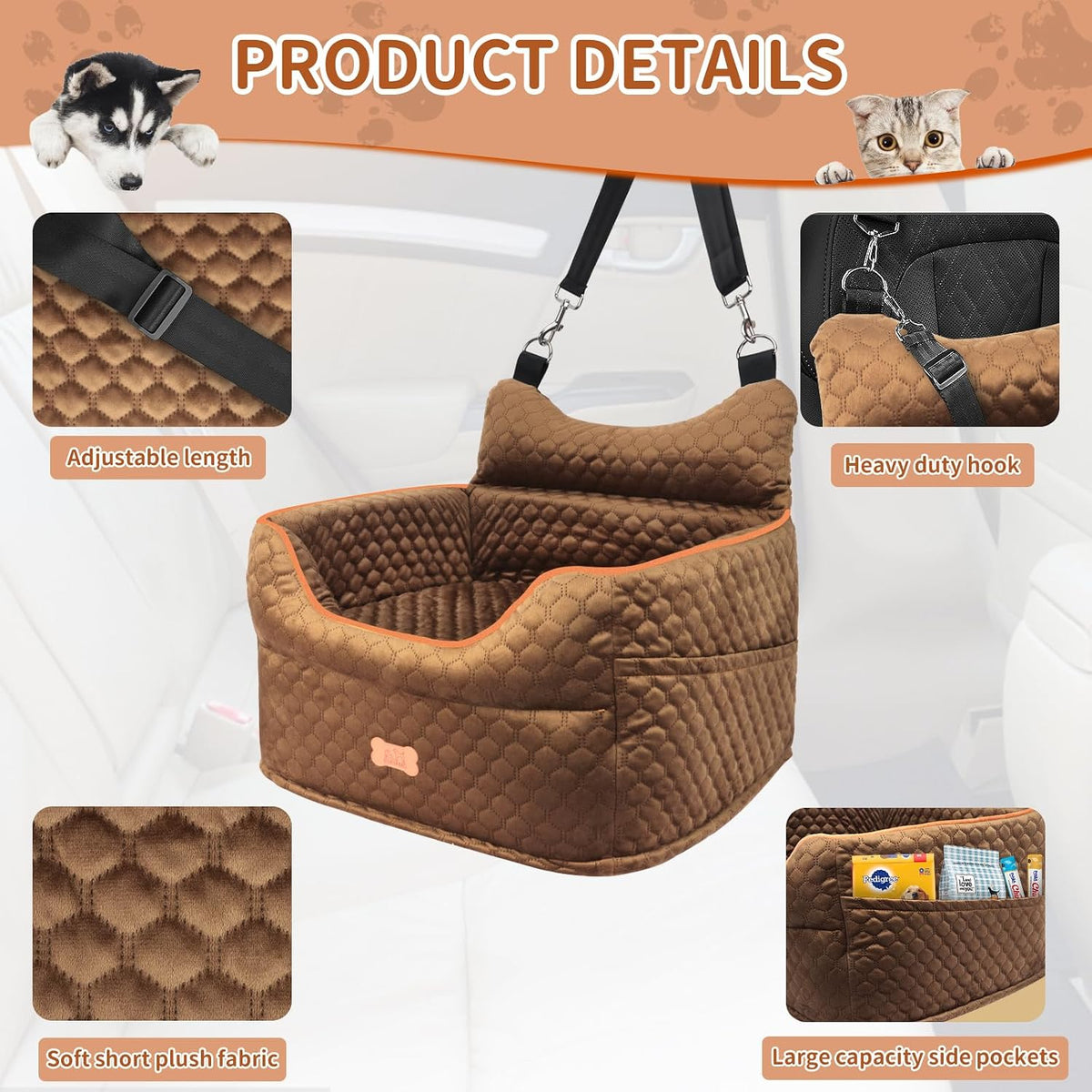dog car seat for small dogs up to, side view