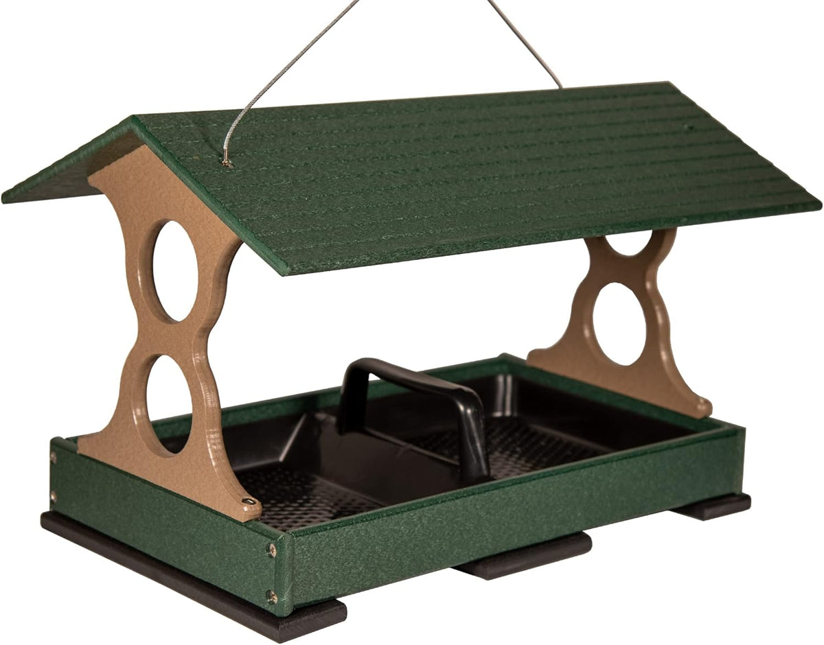jcs wildlife fly thru bird feeder for outdoors shown in use